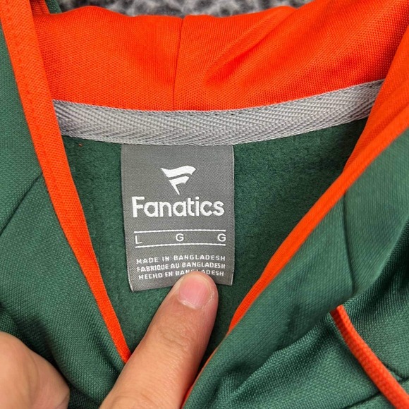 Miami Hurricanes Hoodie Men Large Green Fanatics Pullover Long Sleeve New L - Picture 3 of 7